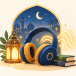 illustration représentant l'écoute d'histoires audio sur l'Islam